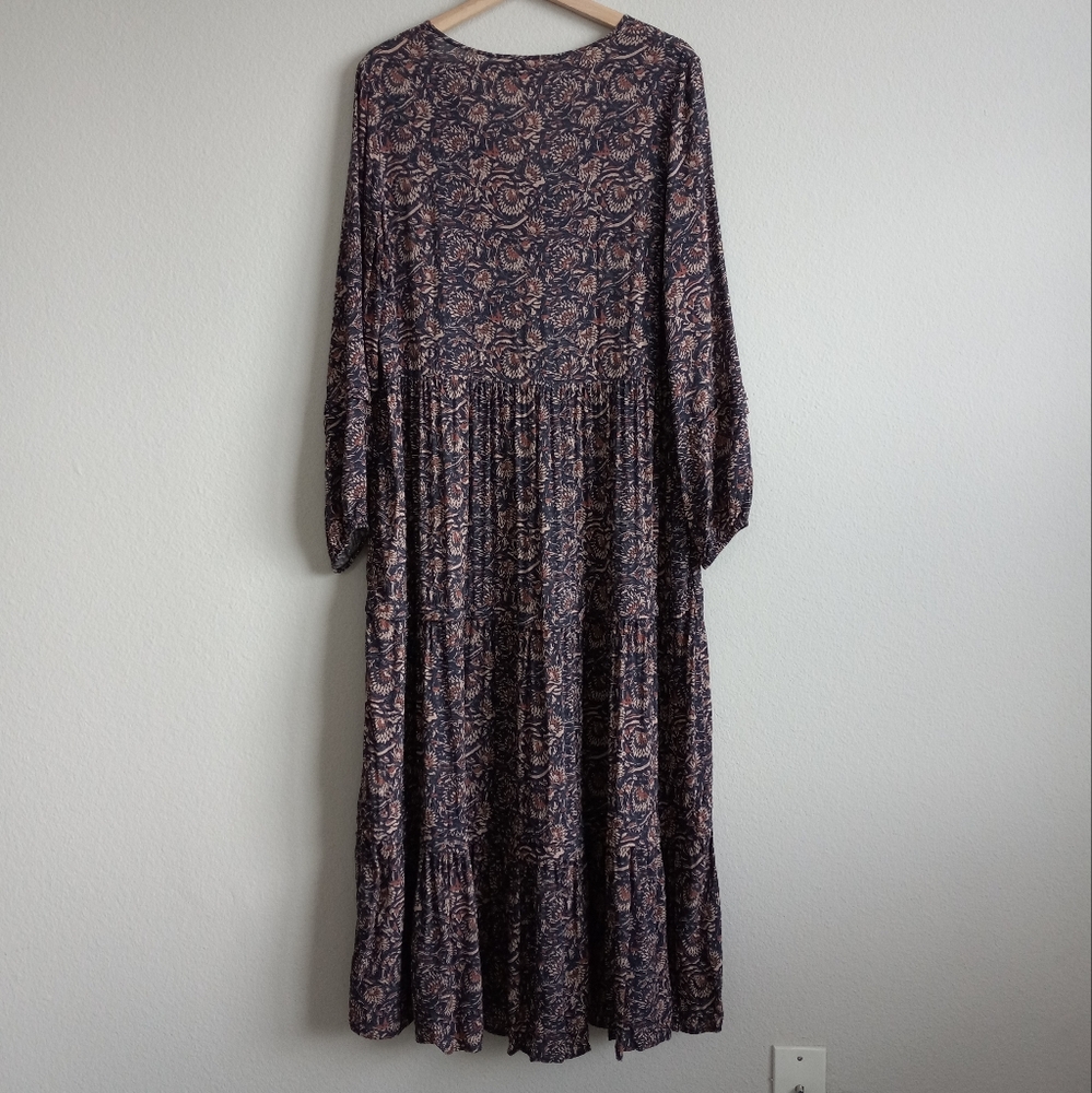 Faherty Isabella Maxi Dress Artisan Floral Block Print M - Picture 7 of 16